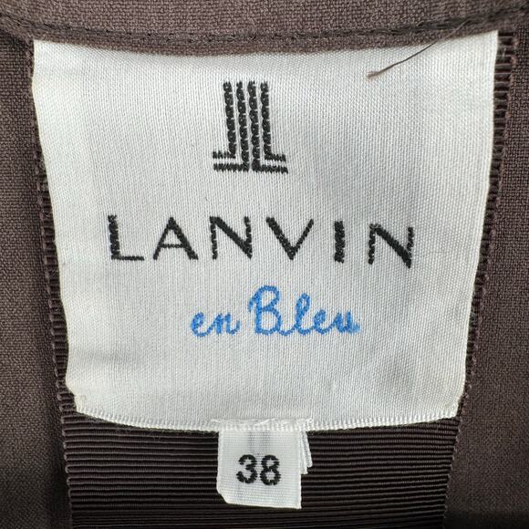 Lanvin en Bleu Silk Cropped Jacket Womens 38 Brown Full Zip Soft Luxury Chic - Picture 14 of 16